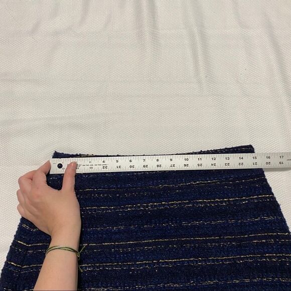 Loft‎ Blue & Gold Tweed Lined Mini Skirt - Picture 3 of 8